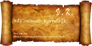Váncsodi Kornél névjegykártya